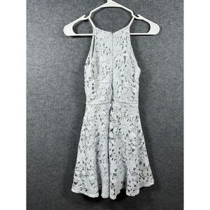AQUA Light Blue Lace Halter Fit Flare Dress Women's XS